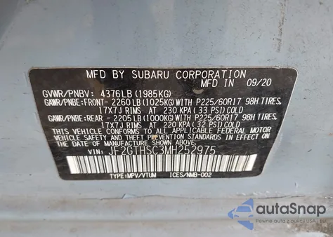 2021 Subaru Crosstrek Sport из США, поврежденный, VIN JF2GTHSC3MH252975